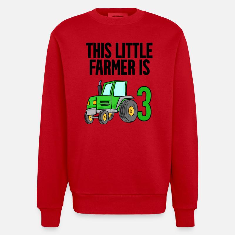 Tracteur 3 ans garçon - Sweat bio épais oversize fabriqué en UE - rouge
