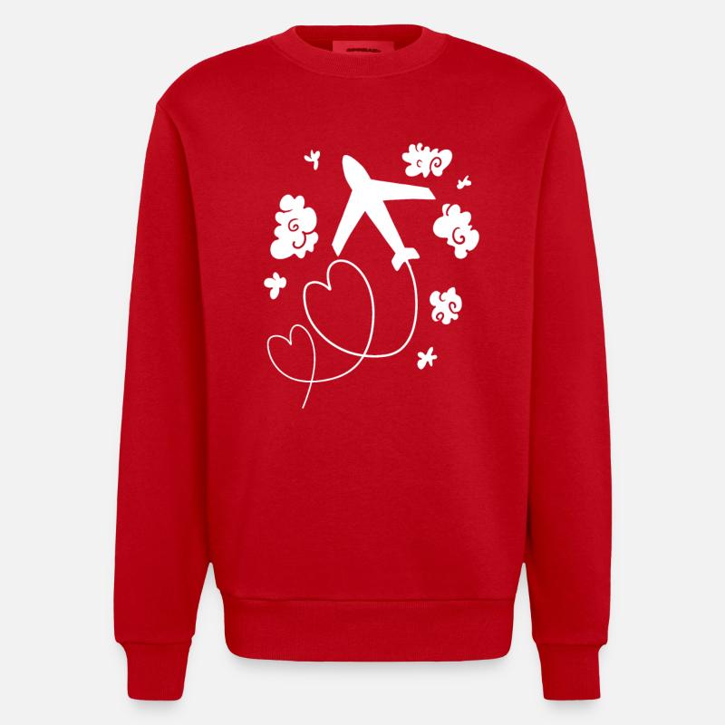 Flugzeug - Heavyweight Oversized Organic Crew Neck Made in EU - Rot
