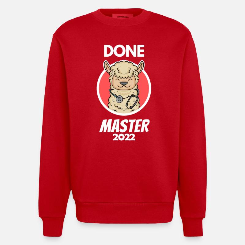 Done Master's Degree Gift - Heavyweight Oversized Organic Crew Neck Made in EU - red