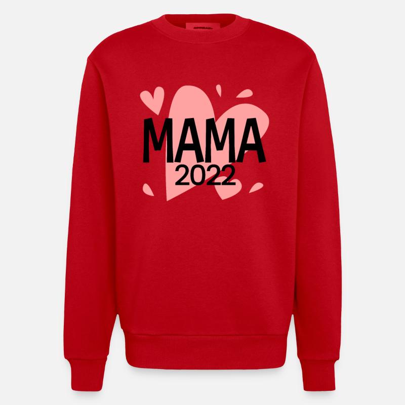 Maman 2022 Mère Grossesse Enceinte - Sweat bio épais oversize fabriqué en UE - rouge