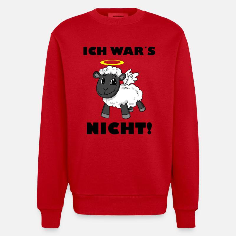 Schaf Engel - ich wars nicht - Heavyweight Oversized Organic Crew Neck Made in EU - Rot
