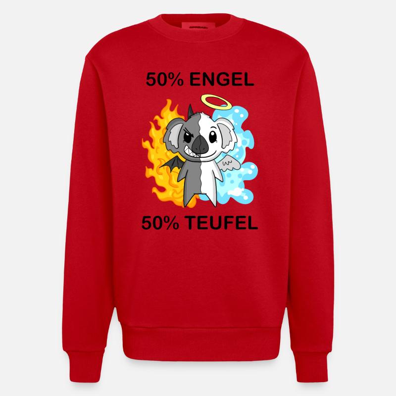 Koala - Engel und Teufel - Heavyweight Oversized Organic Crew Neck Made in EU - Rot