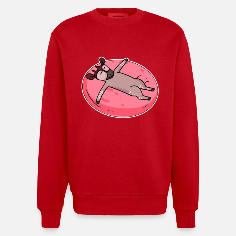 Schlafendes Okapi Waldgiraffe - Heavyweight Oversized Organic Crew Neck Made in EU - Rot