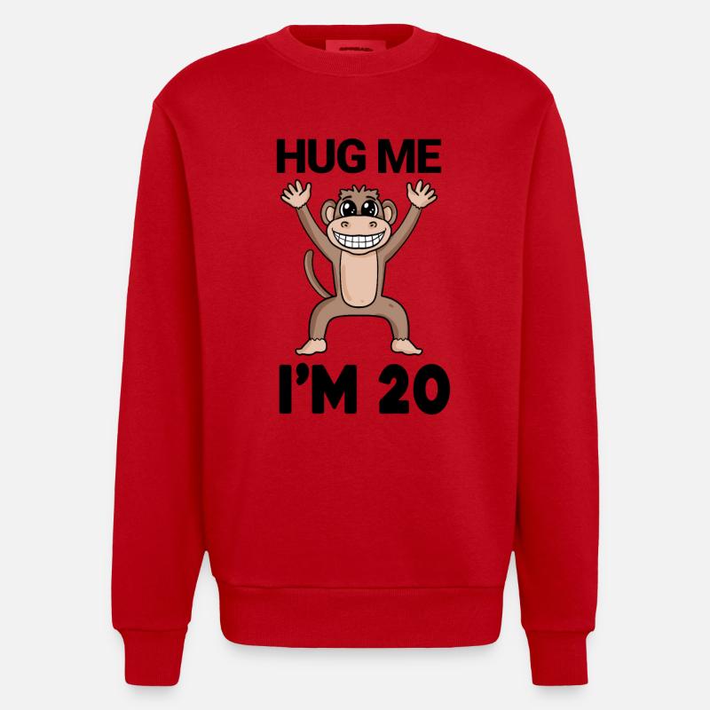 20 ans - 20 ans - câlin - Sweat bio épais oversize fabriqué en UE - rouge