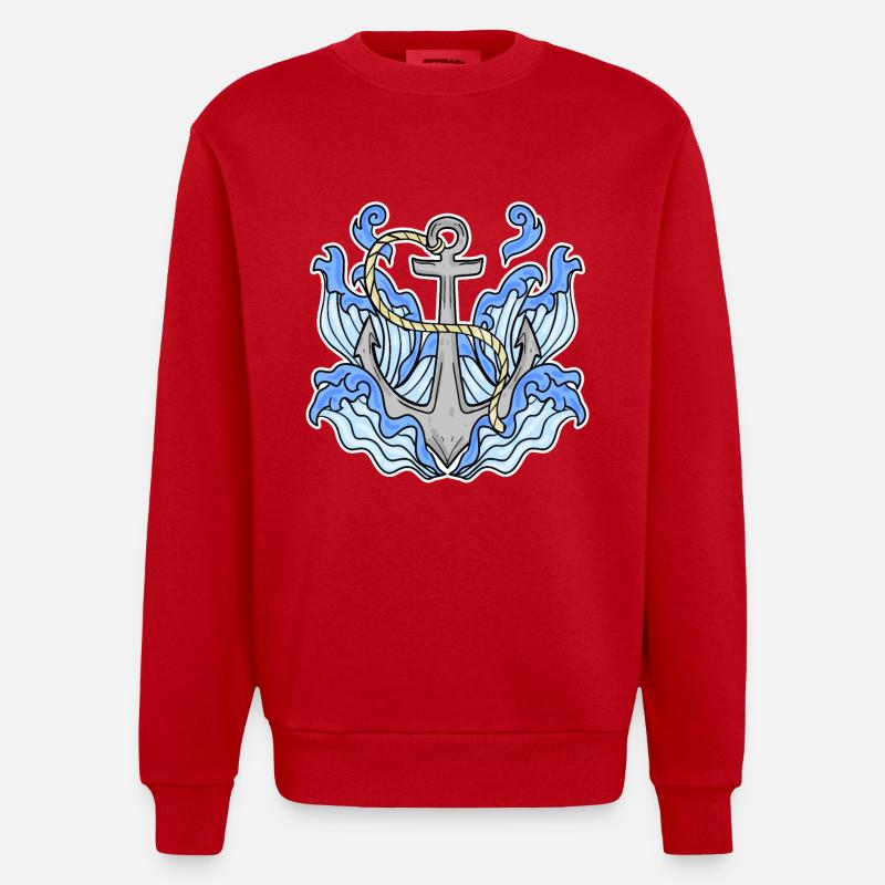 Ancre - Sweat bio épais oversize fabriqué en UE - rouge