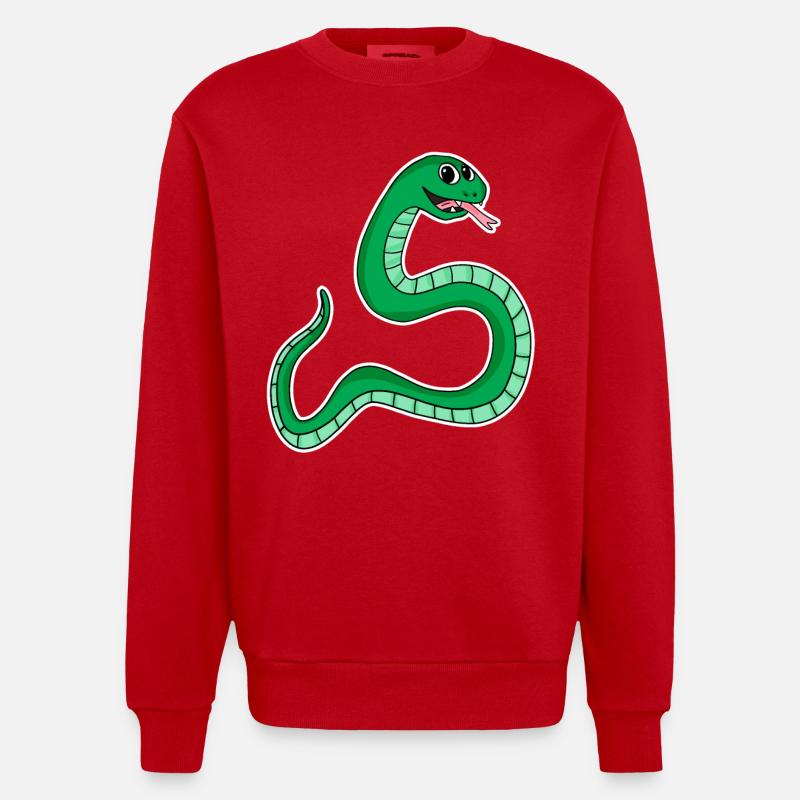 Serpent - Serpent vert - Sweat bio épais oversize fabriqué en UE - rouge