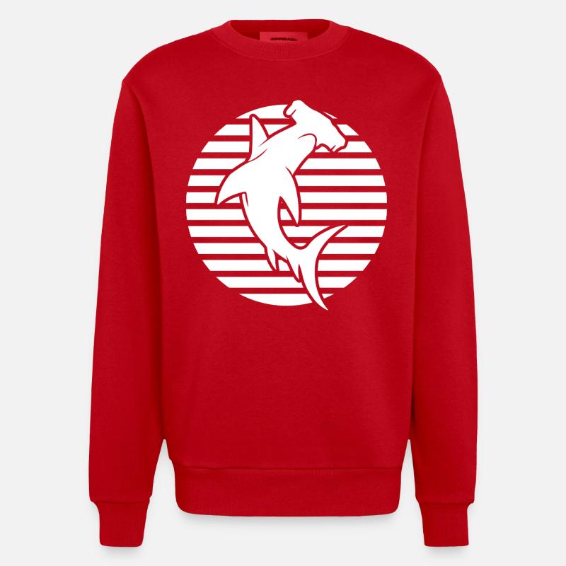 requin-marteau, plongée - Sweat bio épais oversize fabriqué en UE - rouge