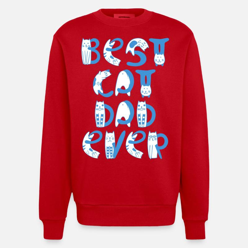 Best Cat Dad Ever - Heavyweight Oversized Organic Crew Neck Made in EU - red