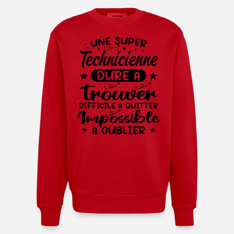 Une Super Technicienne - Cadeau technicienne - Sweat bio épais oversize fabriqué en UE - rouge