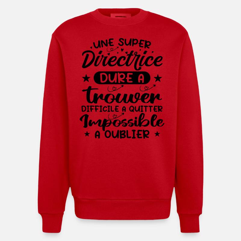 Une Super Directrice - Cadeau directrice - Sweat bio épais oversize fabriqué en UE - rouge