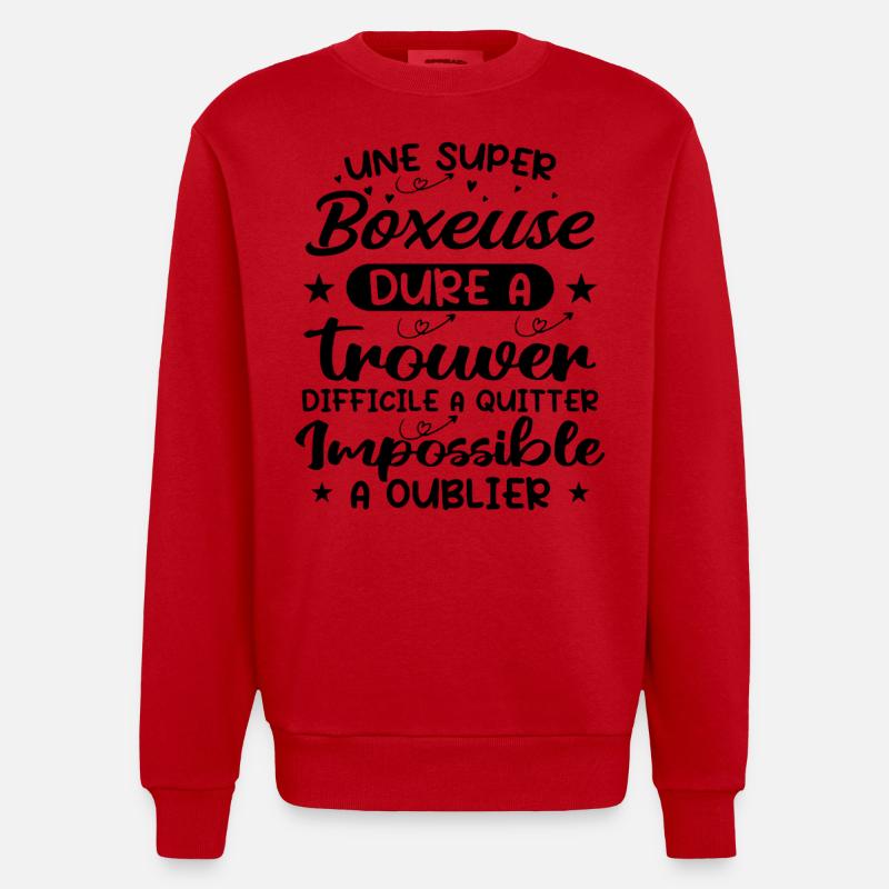 Une Super Boxeuse - Cadeau boxeuse - Sweat bio épais oversize fabriqué en UE - rouge