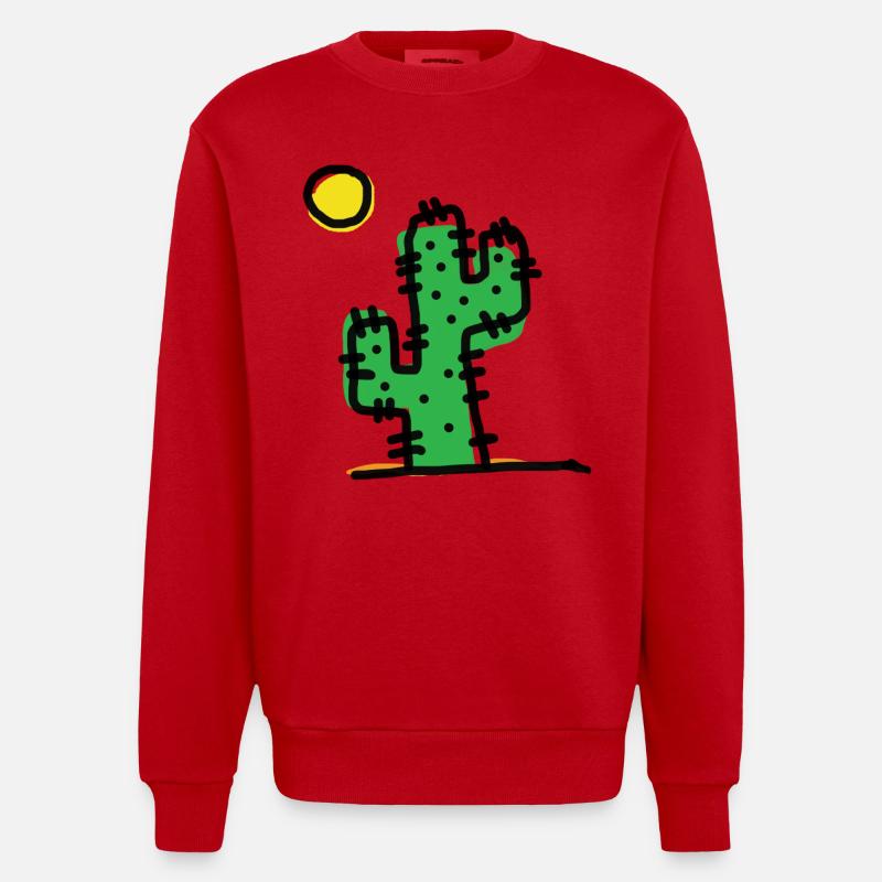 Einzelner Kaktus - Heavyweight Oversized Organic Crew Neck Made in EU - Rot
