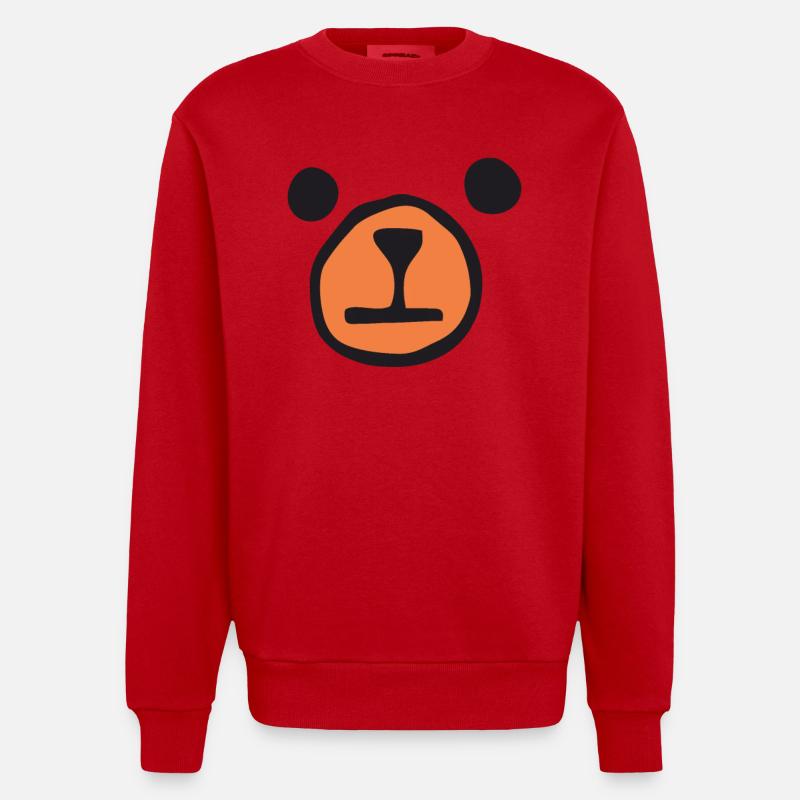Bear Face - Bear - Heavyweight Oversized Organic Crew Neck Made in EU - red