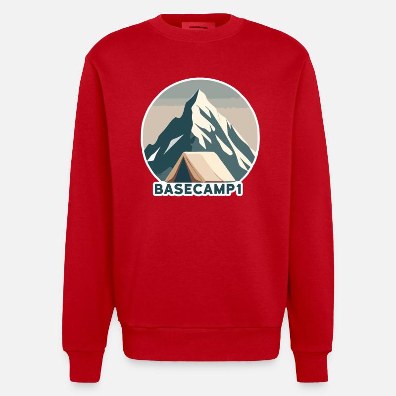 Bergsteiger Basislager 1 - Heavyweight Oversized Organic Crew Neck Made in EU - Rot