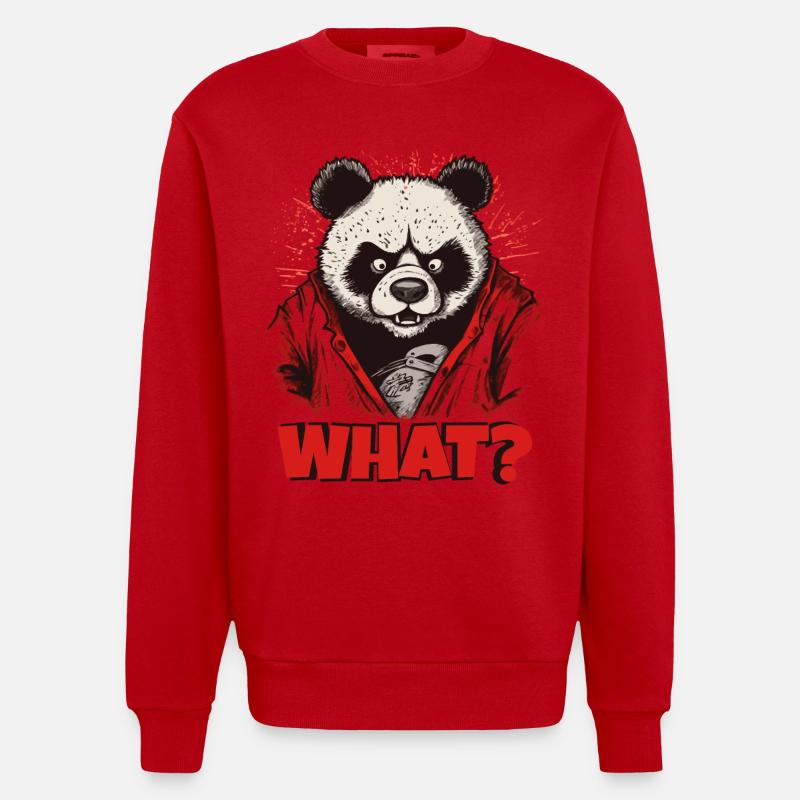Wütender Pandabär - Heavyweight Oversized Organic Crew Neck Made in EU - Rot