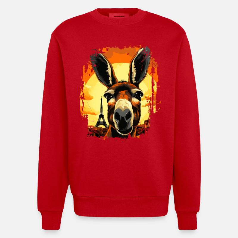 Ein Esel in Paris - Heavyweight Oversized Organic Crew Neck Made in EU - Rot