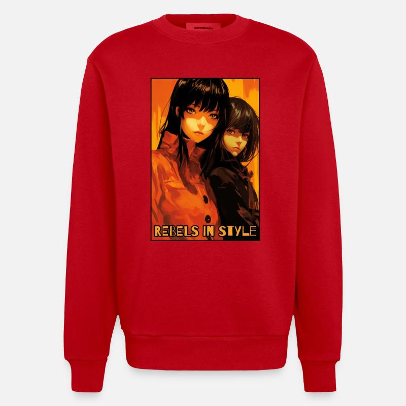 Rebellen mit Stil: Anime-Mädchen - Heavyweight Oversized Organic Crew Neck Made in EU - Rot