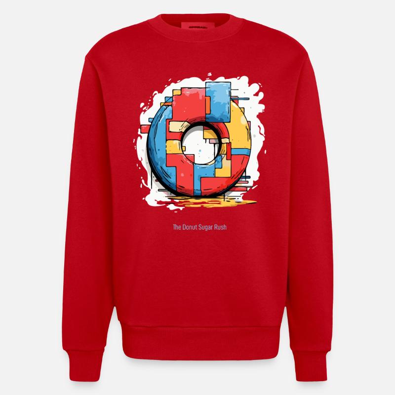 l’art moderne des beignets - Sweat bio épais oversize fabriqué en UE - rouge