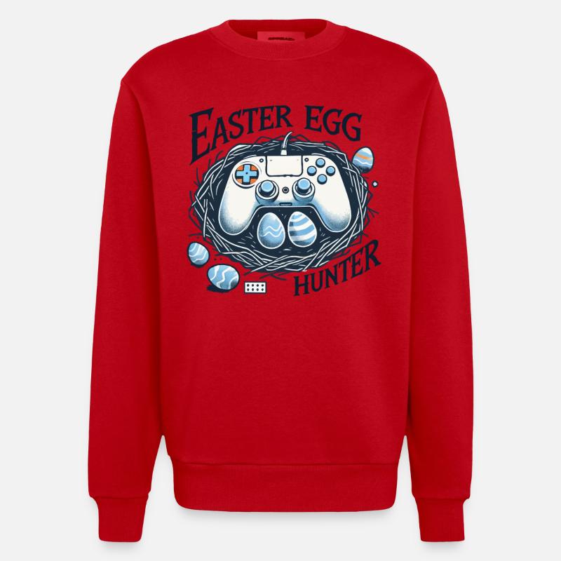 Gaming Osterei Jäger Controller Design - Heavyweight Oversized Organic Crew Neck Made in EU - Rot
