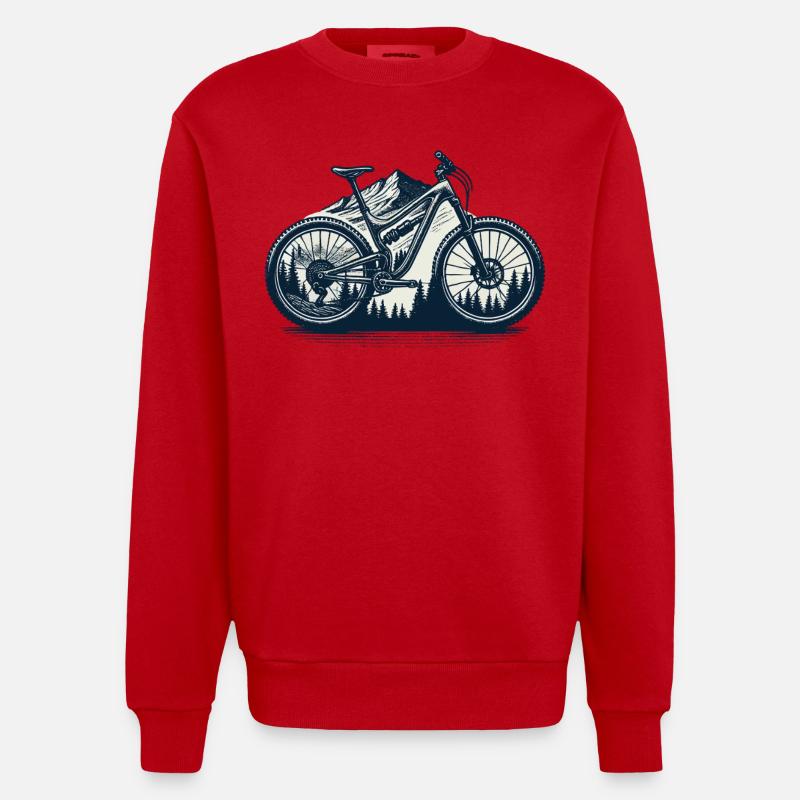 Cyclisme, aventure, VTT, nature - Sweat bio épais oversize fabriqué en UE - rouge