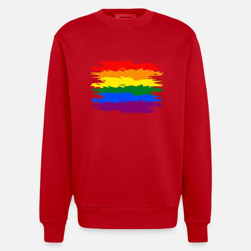 Drapeau arc-en-ciel - Sweat bio épais oversize fabriqué en UE - rouge