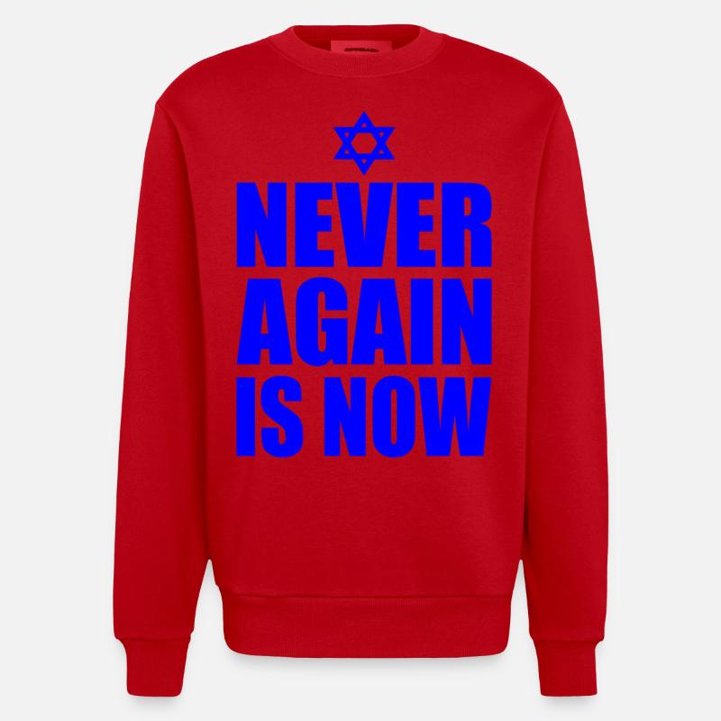 Never again is now - Sweat bio épais oversize fabriqué en UE - rouge