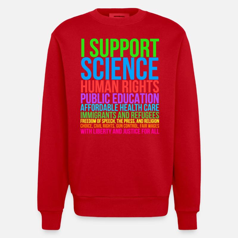 I Support Science - Heavyweight Oversized Organic Crew Neck Made in EU - red