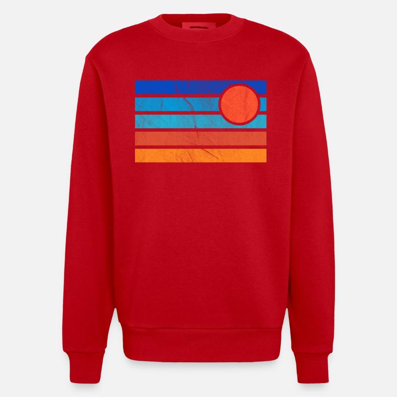 Coucher de soleil rétro - Sweat bio épais oversize fabriqué en UE - rouge