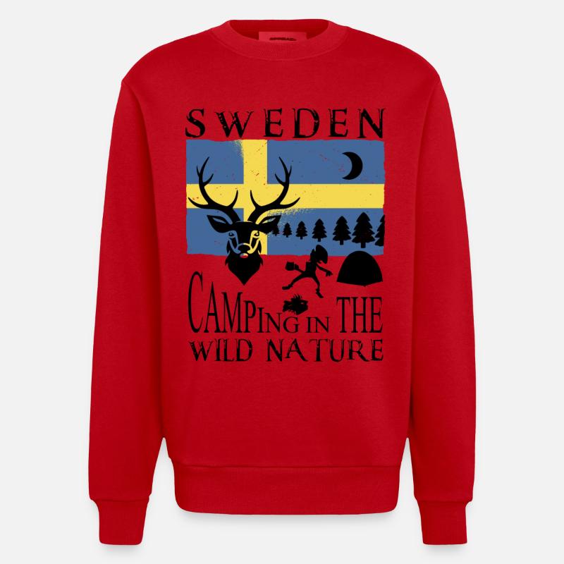 Camping in Schweden - Heavyweight Oversized Organic Crew Neck Made in EU - Rot