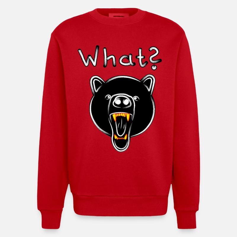 Grizzly Bear avec QUOI? - sombre - Sweat bio épais oversize fabriqué en UE - rouge