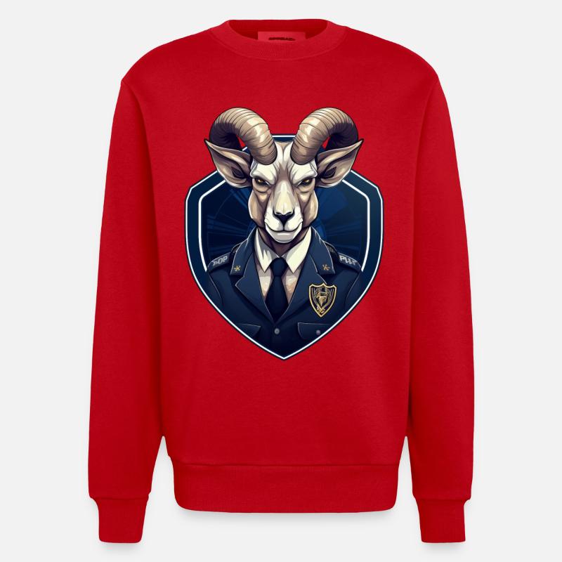 Polizei Steinbock - Heavyweight Oversized Organic Crew Neck Made in EU - Rot