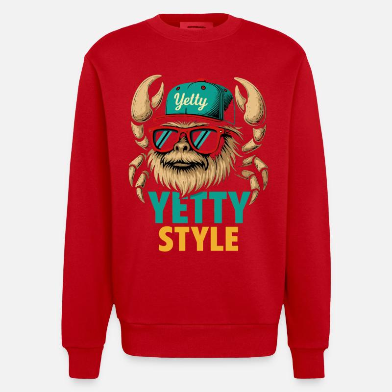 Yetty Style Yeti Graphic - Heavyweight Oversized Organic Crew Neck Made in EU - red