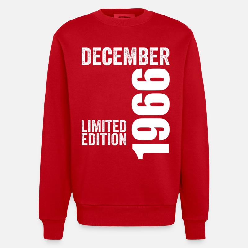 Cadeau Anniversaire Rétro - Décembre 1966 - Sweat bio épais oversize fabriqué en UE - rouge