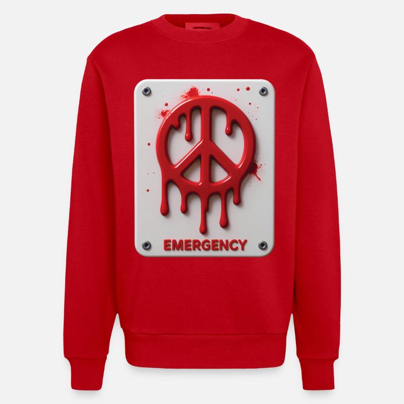 FRIEDENSNOTFALL #1 – Frieden & Liebe - Heavyweight Oversized Organic Crew Neck Made in EU - Rot