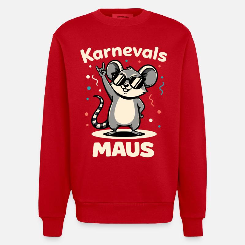 Karneval Rockmusik Karnevalsmaus Niedlich - Heavyweight Oversized Organic Crew Neck Made in EU - Rot