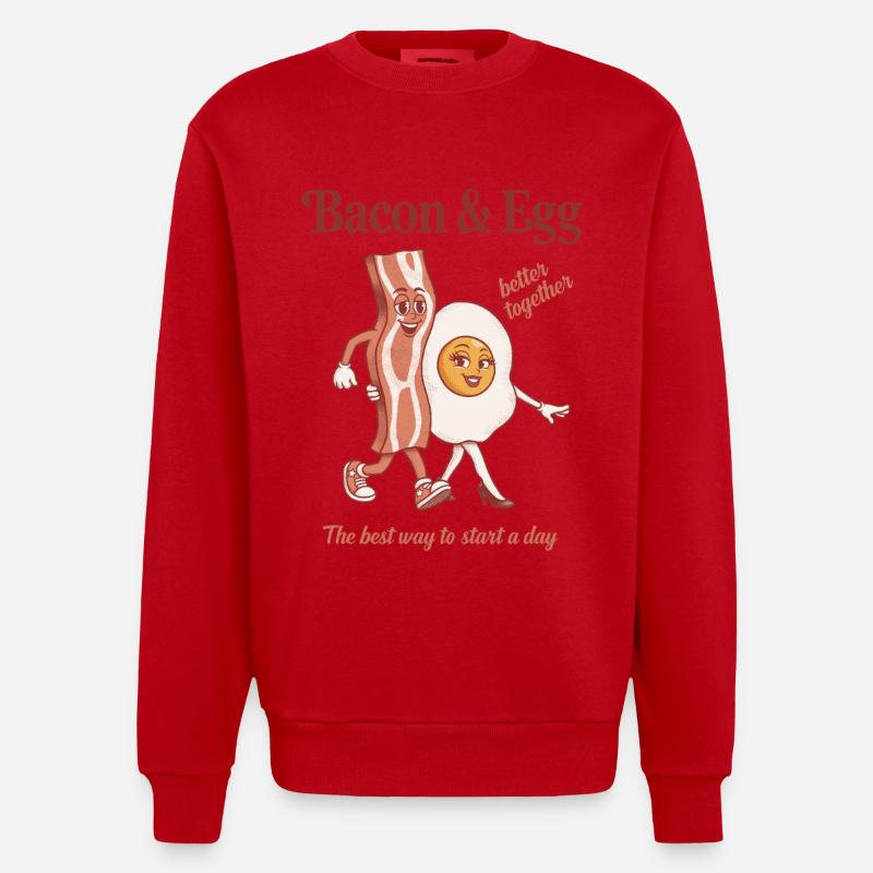 Bacon et Œuf: Duo Parfait - Sweat bio épais oversize fabriqué en UE - rouge