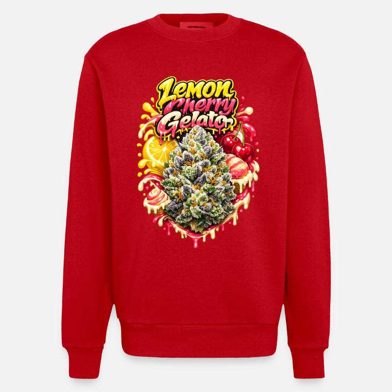 Lemon Cherry Gelato Graffiti Print - Sweat bio épais oversize fabriqué en UE - rouge