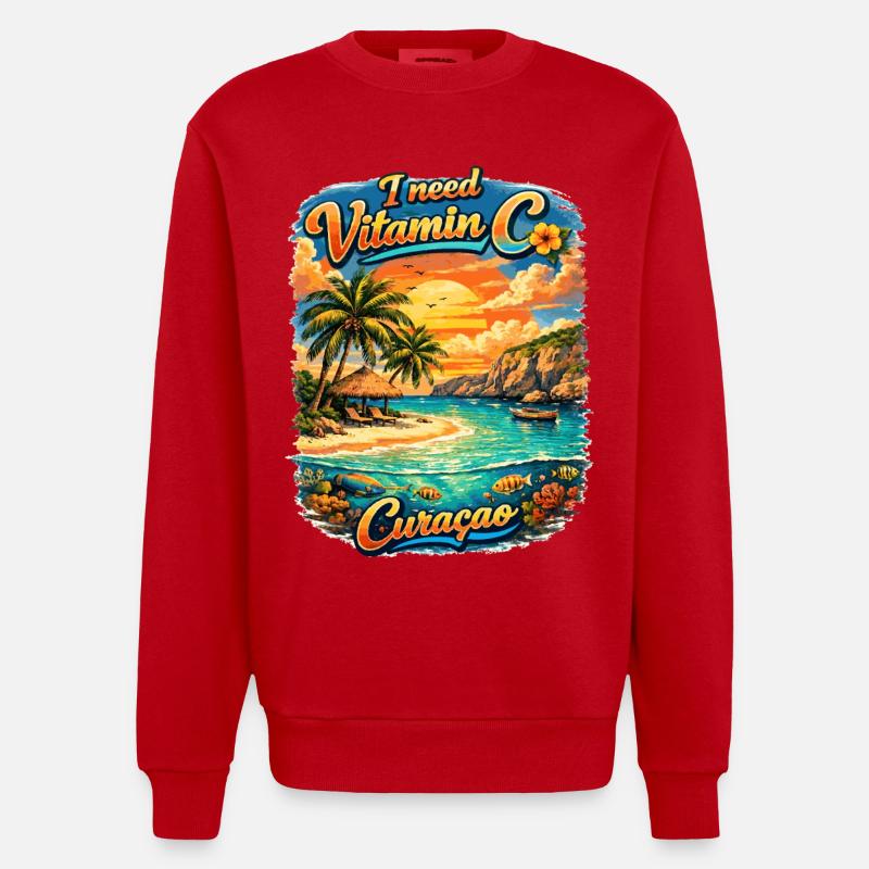 Curaçao à vitamine C - Sweat bio épais oversize fabriqué en UE - rouge