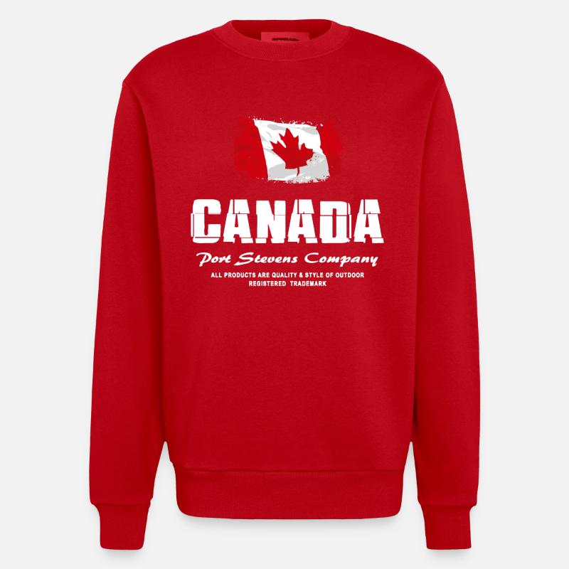 Maple Leaf - Canada Flag - Heavyweight Oversized Organic Crew Neck Made in EU - Rot