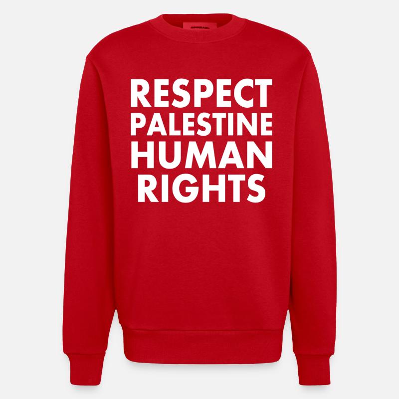 Respect palestine human rights - Heavyweight Oversized Organic Crew Neck Made in EU - red