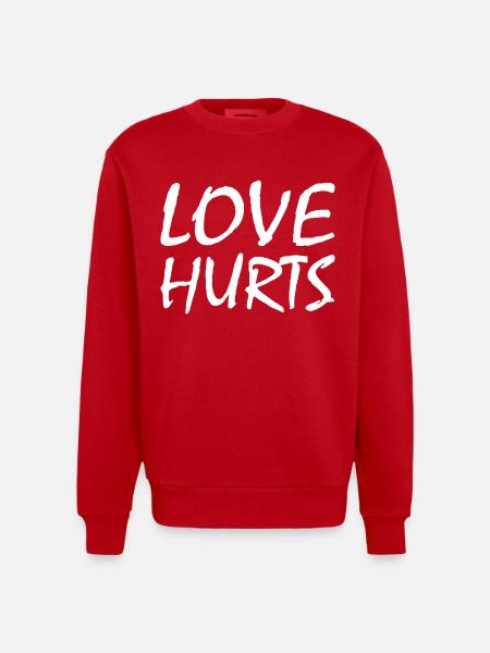 Love hurts - Heavyweight Oversized Organic Crew Neck Made in EU - red