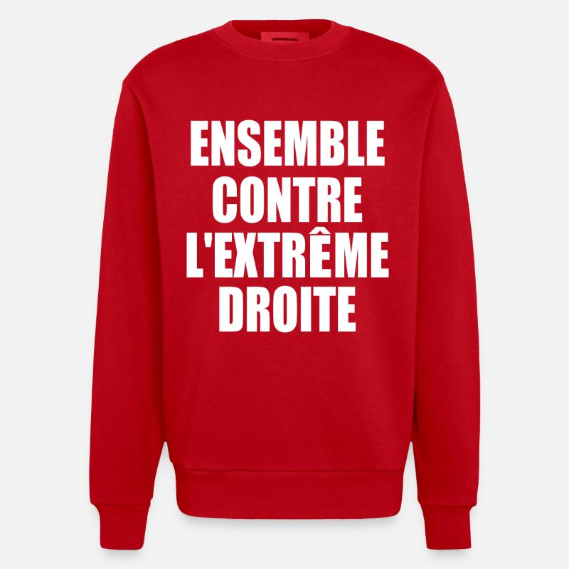 ensemble contre l'extreme droite - Sweat bio épais oversize fabriqué en UE - rouge
