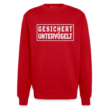 Gesichert Untervögelt Vatertag Malle Style - Heavyweight Oversized Organic Crew Neck Made in EU - Rot - Vorne - AI Model Female 172 light (172cm) & AI Model Male 178 light (178cm)
