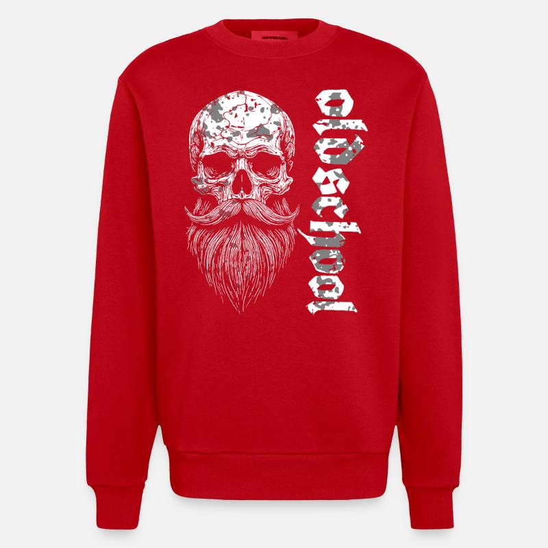 Crâne barbu à l’ancienne - Sweat bio épais oversize fabriqué en UE - rouge