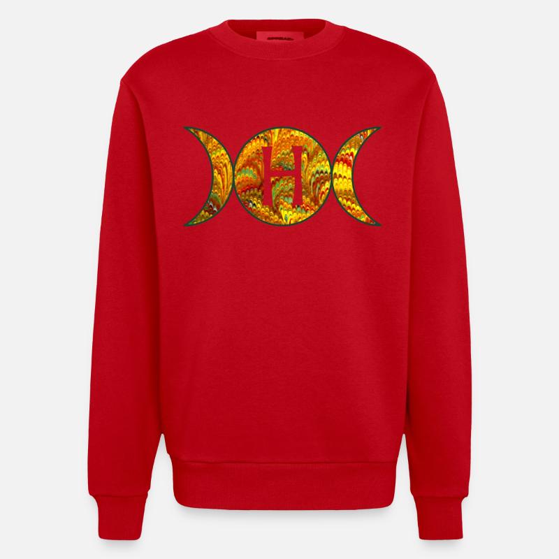mondphasen e 38 h - Heavyweight Oversized Organic Crew Neck Made in EU - Rot