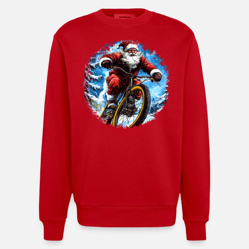 Weihnachtsmann Mountainbiker - Heavyweight Oversized Organic Crew Neck Made in EU - Rot