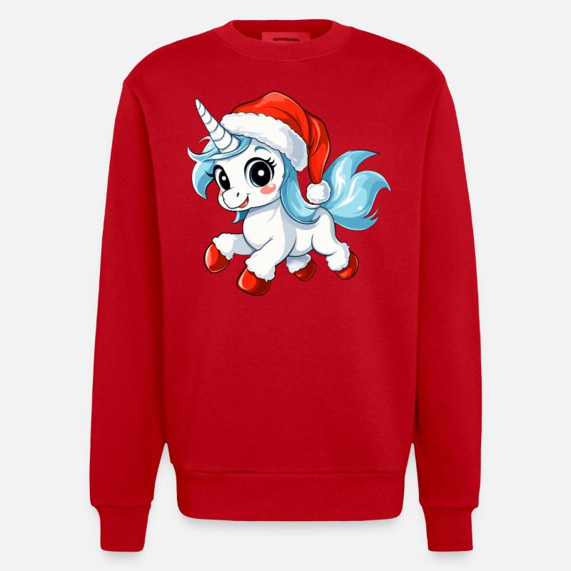 Weihnachten Einhörner - Heavyweight Oversized Organic Crew Neck Made in EU - Rot