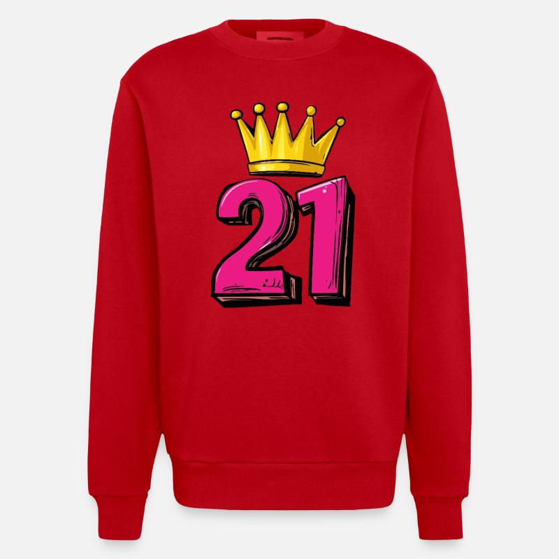 21 Nombre Couronne - Sweat bio épais oversize fabriqué en UE - rouge