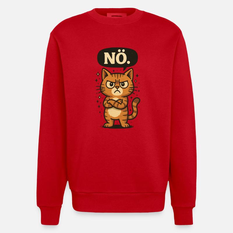 Déclaration Non, Chat Non Dire - Sweat bio épais oversize fabriqué en UE - rouge