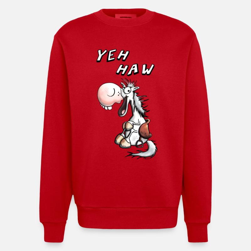 Yeh Haw Pferdchen - Heavyweight Oversized Organic Crew Neck Made in EU - Rot